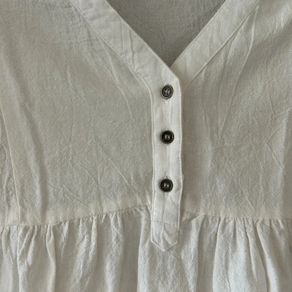 Umgee White Boho Ruffle Sleeve Button Front Gauze Blouse 100% Cotton Size Small